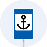 Дорожній знак 5.77 — Морський (річковий) порт або вокзал